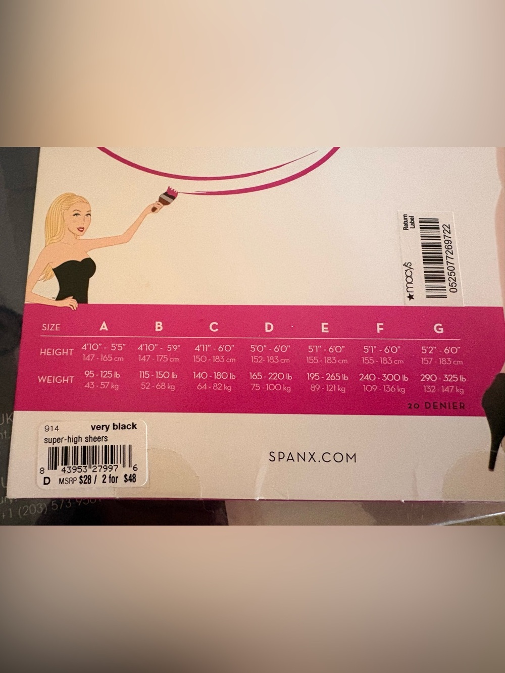 NWT SPANX Sheers! High Waisted Sheer shapers, size D - Picture 5 of 5
